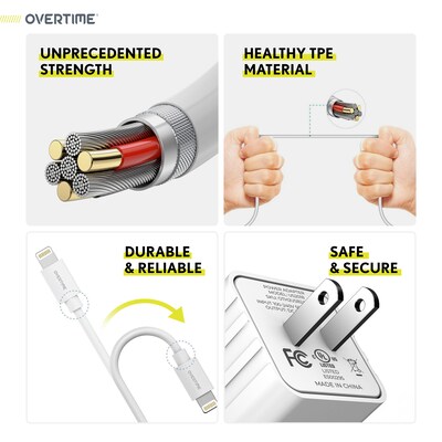 Overtime USB-A Charging Kit for Apple, 12W, White (DAC3IN1)