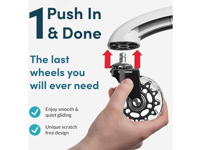 Lifelong Wheels Chair Caster, Clear/Black, 5/Set (B08ZQSGV23)