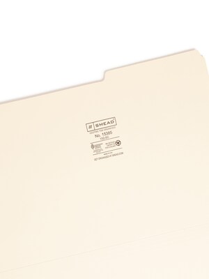 Smead File Folders, 2/5-Cut Tab, Legal Size, Manila, 100 per Box (15385)