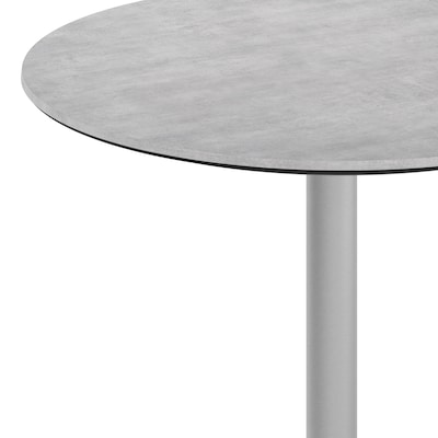 Flash Furniture Acadia 36" Round Wooden Dining Table with X-Base, Gray Faux Concrete/Silver Base (STRD36CGT3030S)