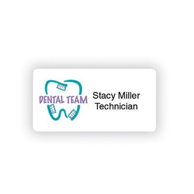 Medical Arts Press® Dental Designer Name Badges; Tooth Shaped Brushes