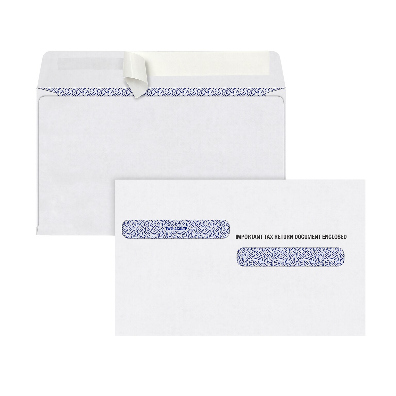 Adams Self Seal Security Tinted Double Window W-2 Tax Form Envelope, White, 100/Pack (DW4ALTPS100)