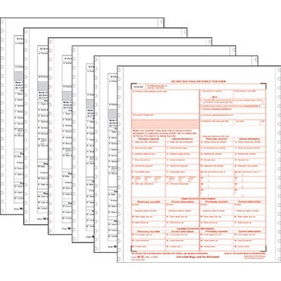 W-2 Forms; IRS Approved, Single-Width & Continuous; W-2C, 6-Pt Statement of Corrected Income