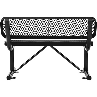 Global Industrial 4' Outdoor Steel Bench w/ Backrest, Expanded Metal, Black (695743BK)