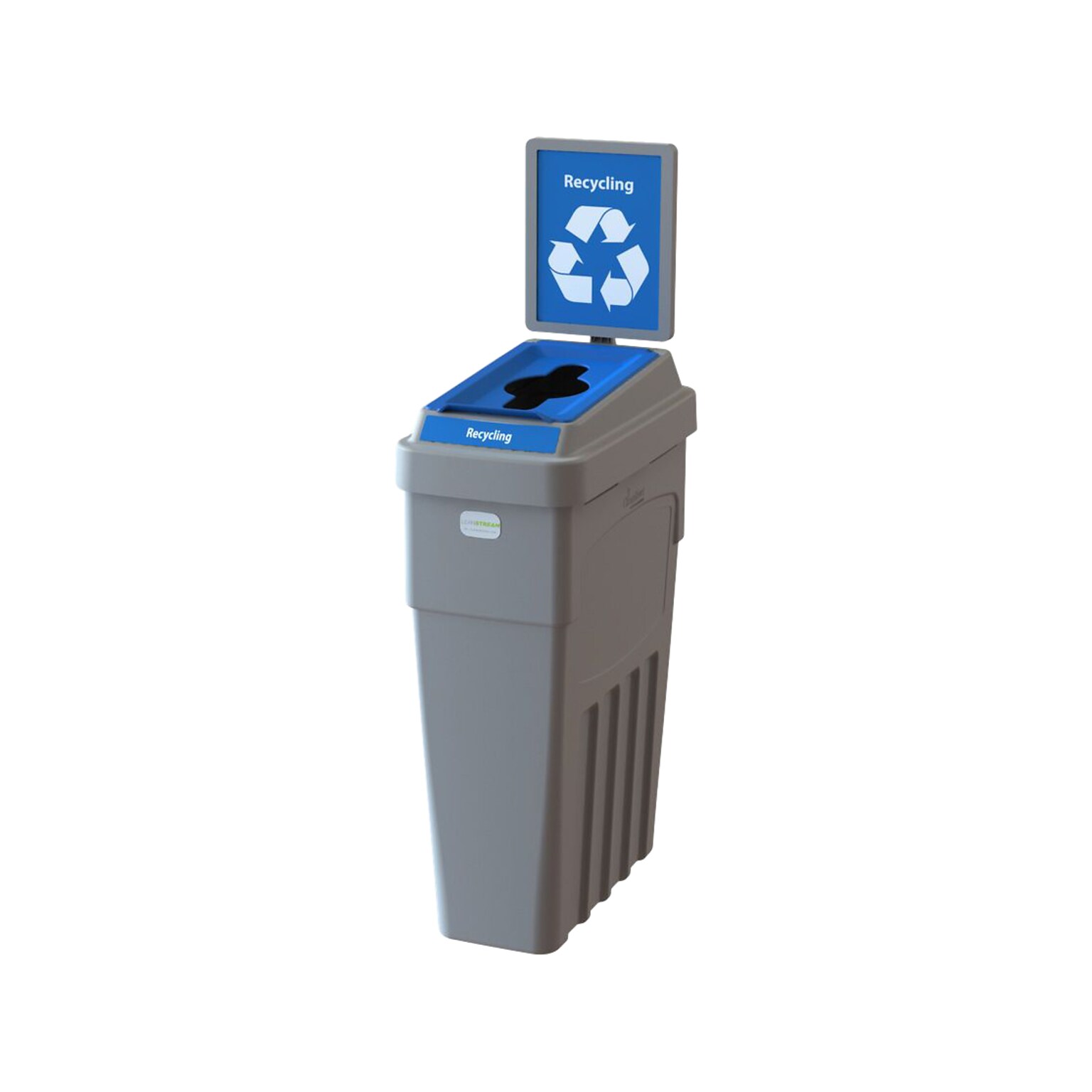 CleanRiver LeanStream Plastic Single-Stream Recycling Station, 23 Gallon, Gray (LS1B-005)