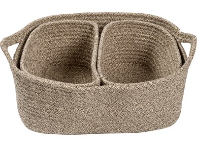Honey-Can-Do Cotton Nesting Baskets with Handles, Champagne, 3/Set (STO-08462)