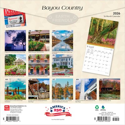 2026 BrownTrout Bayou Country Louisiana Places 12 x 12 Monthly Wall Calendar (9798330702336)