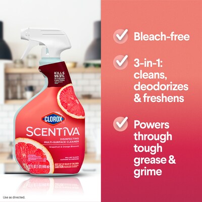 Clorox Scentiva Disinfecting All Purpose Cleaner Spray, Grapefruit & Orange Blossom Scent, 32 oz. (32368)