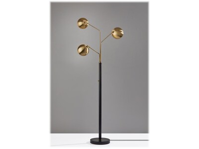 Adesso Emerson 68" Matte Black/Antique Brass Floor Lamp with 3 Globe Shades (5139-21)