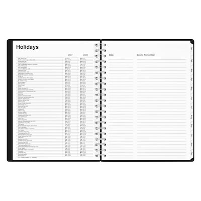 2027 Staples 8" x 11" Daily Appointment Book, Plastic Cover, Black (ST21487-27)