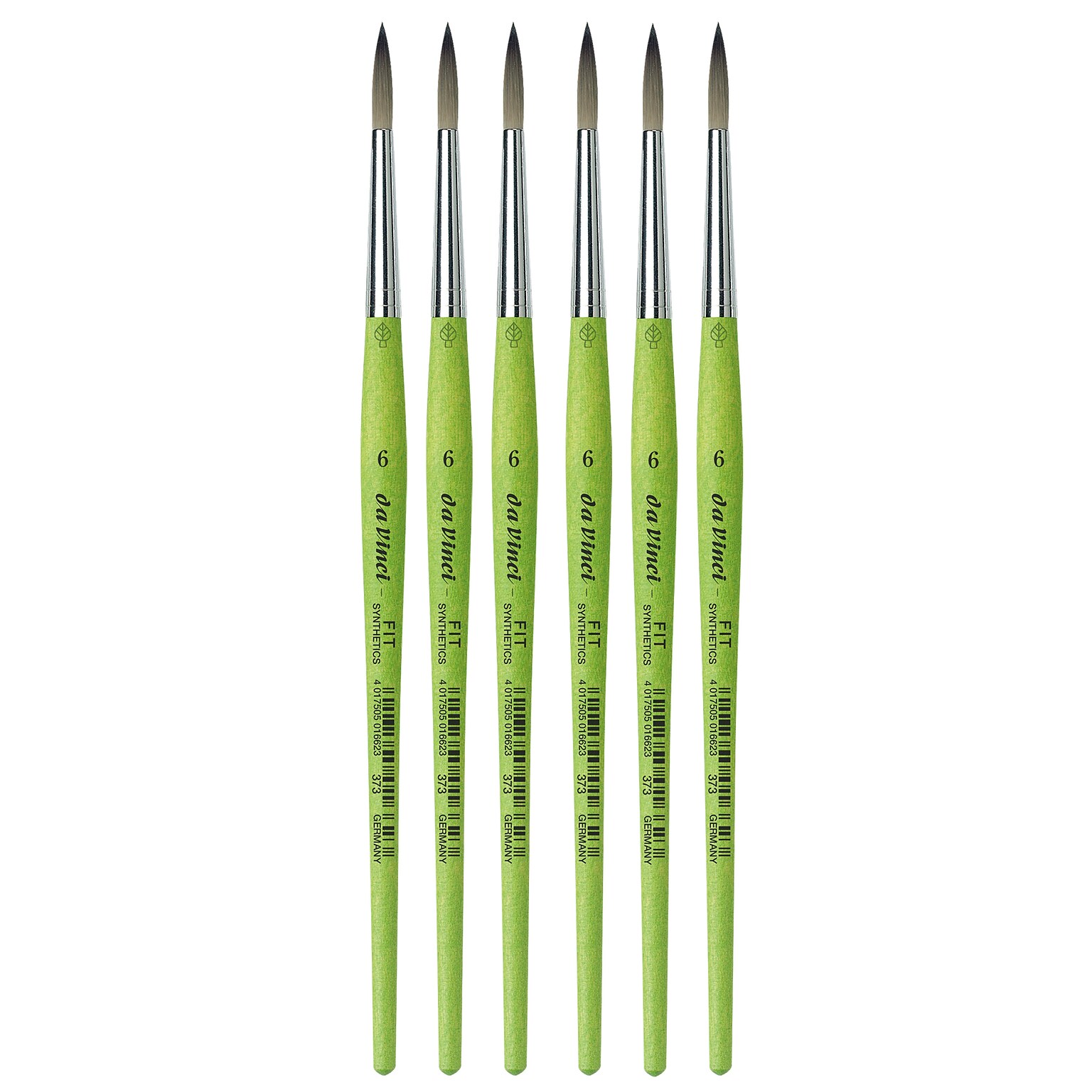 da Vinci FIT Mixed Media Synthetic Bristle, Round Brush, 6/Pack (DVXVA3736-6)
