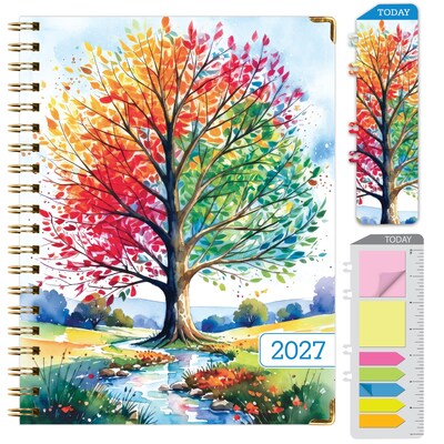 2027 Excello Brands 7.8 x 9 Weekly & Monthly Standard Planner, Paperboard Cover, Tree Seasons (FSHN-CY27-79-20)