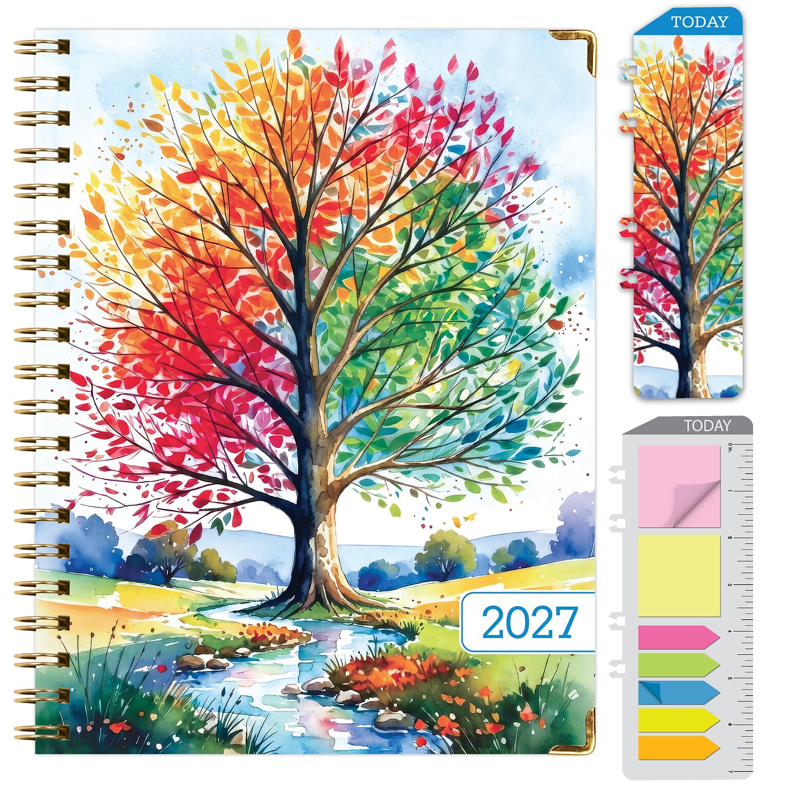 2027 Excello Brands 7.8 x 9 Weekly & Monthly Standard Planner, Paperboard Cover, Tree Seasons (FSHN-CY27-79-20)