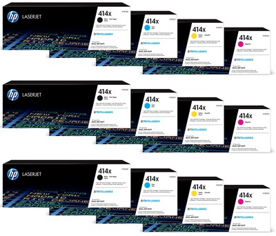 HP 414X Black/Cyan/Magenta/Yellow High Yield Toner Cartridge Set, 3/Pack (HP414X3SETS-STP)