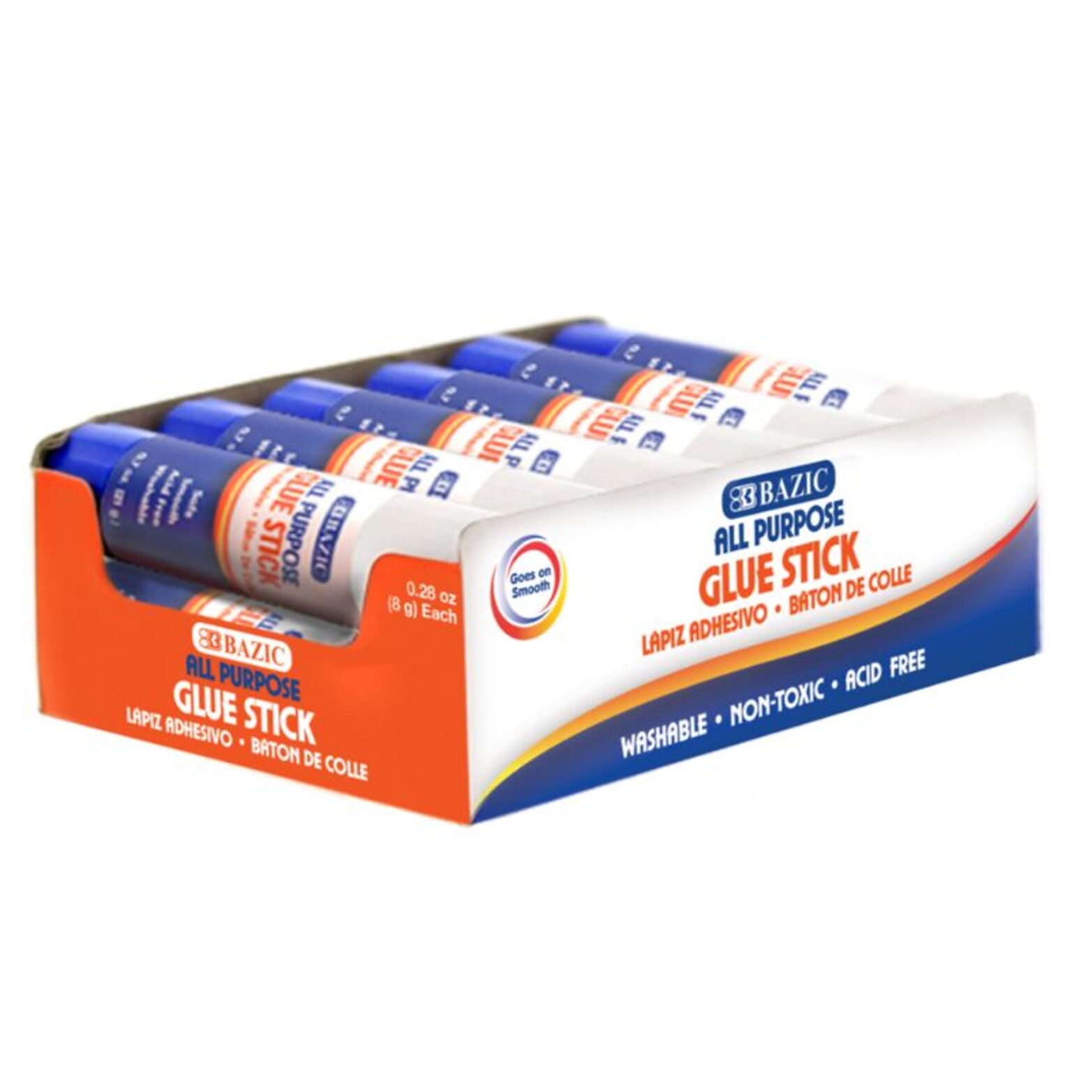 Bazic Washable Glue Sticks, 0.28 oz., White, 12/Pack (BAZ2053-30/PK)