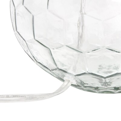 Lalia Home 17.75" Contemporary Engraved Honeycomb Glass Table Desk Lamp with White Fabric Shade, Clear (LHT-3003-CL)