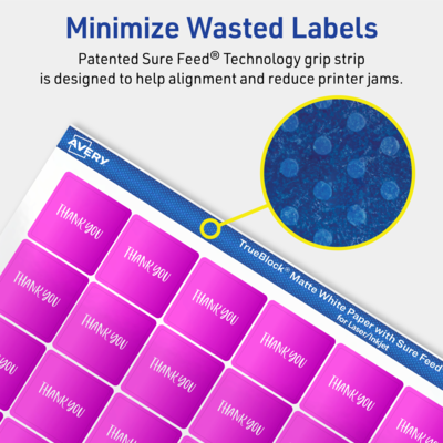 Avery TrueBlock Laser/Inkjet Multipurpose Labels, 0.75" x 0.75", White, 80 Labels/Sheet, 10 Sheets/Pack (94102-TWMP10)