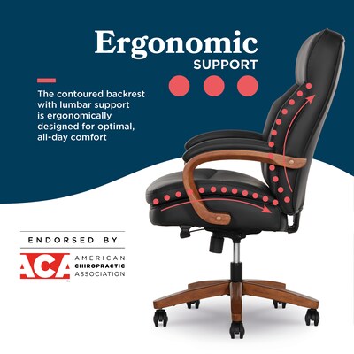 La-Z-Boy Colston Ergonomic Vegan Leather Swivel Executive Chair, Black (60120-BLK)