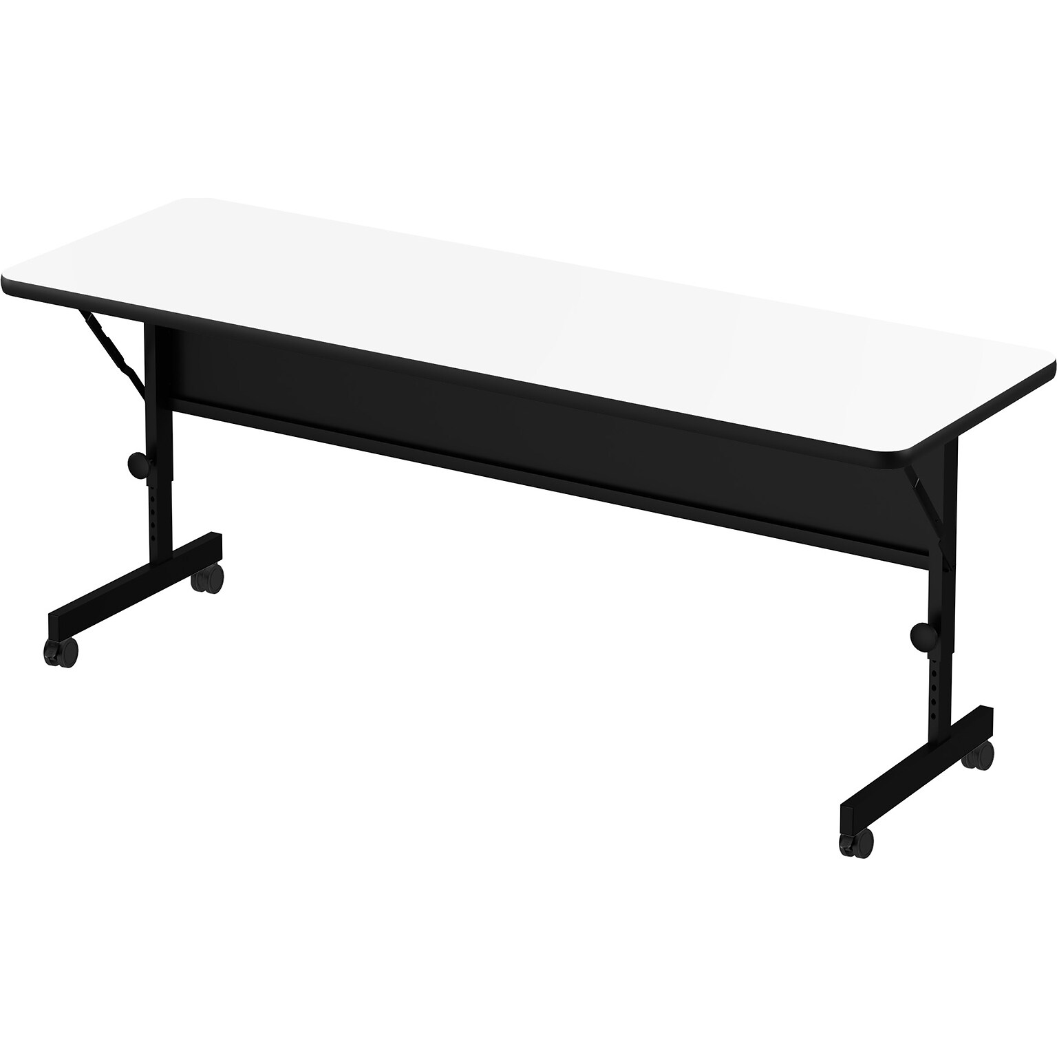 Correll Deluxe 60W x 24D Adjustable Foldable Training Room Table, Dry-Erase Markerboard, Frosty White/Black (FT2460DE-80)