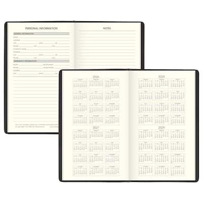 2027-2028 AT-A-GLANCE Recycled 3.5" x 6" Monthly Planner, Faux Leather Cover, Black (70-024G-05-27)