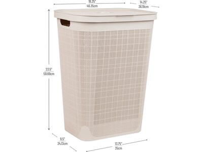 Mind Reader 15.85-Gallon Hamper with Lid, Plastic, Ivory (60FABHAMP-IVO)