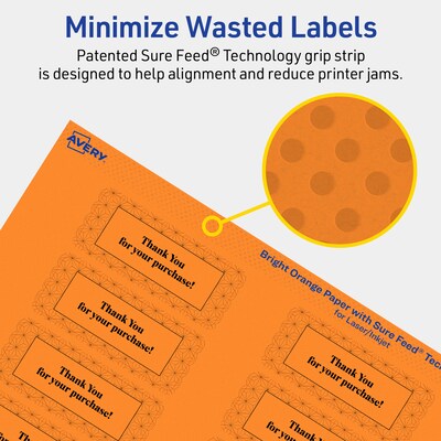 Avery Rectangle Multipurpose Labels, 1" x 2-5/8", Bright Orange, 640/Pack (94201)