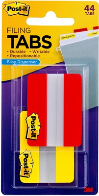 Post-it® Durable Tabs, 2 Wide, Red/Yellow, 44 Tabs/Pack (686-2RY)