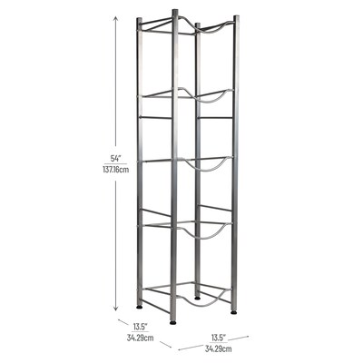 Mind Reader 5-Shelf Metal Mobile Water Jug Stand Holder, Silver (5TJUG-SIL)