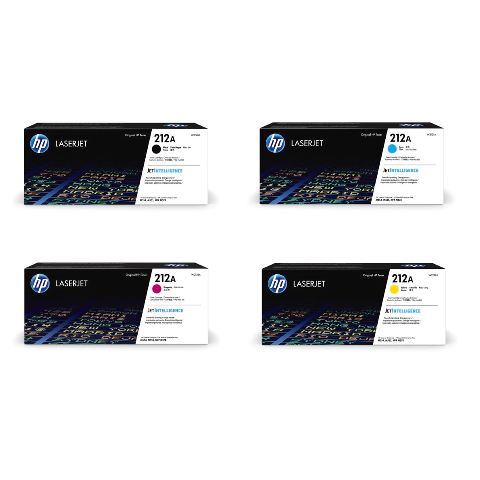 HP 212A Black/Cyan/Magenta/Yellow Standard Yield Toner Cartridge Set, 4/Pack