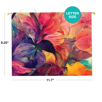 Global Printed Products Heavy Duty Hanging File Folder, 1" Expansion, Straight-Cut, Letter Size, Abstract Floral, 12/Pack