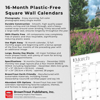 2025 BrownTrout Land of Lincoln Illinois Places 12" x 12" Monthly  Wall Calendar (9781975482985)