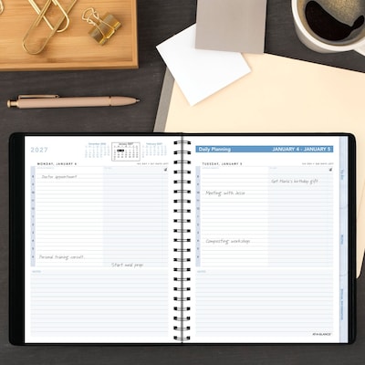 2027 AT-A-GLANCE The Action Planner 6.5" x 8.75" Daily Appointment Book, Faux Leather Cover, Black (70-EP03-05-27)