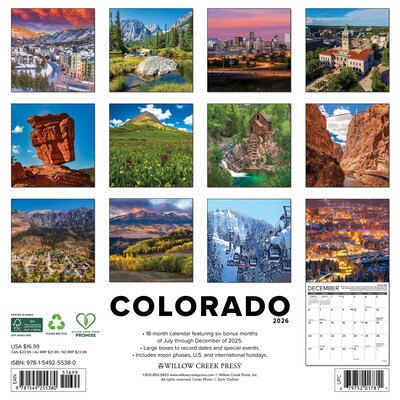 2026 Willow Creek Colorado 12 x 12 Monthly Wall Calendar (55380)