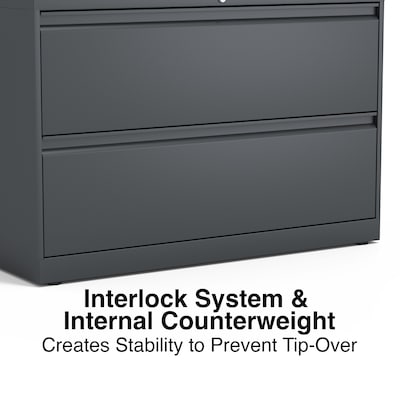 Quill Brand® 2-Drawer Lateral File Cabinet, Locking, Letter/Legal, Charcoal, 42"W (26822D)