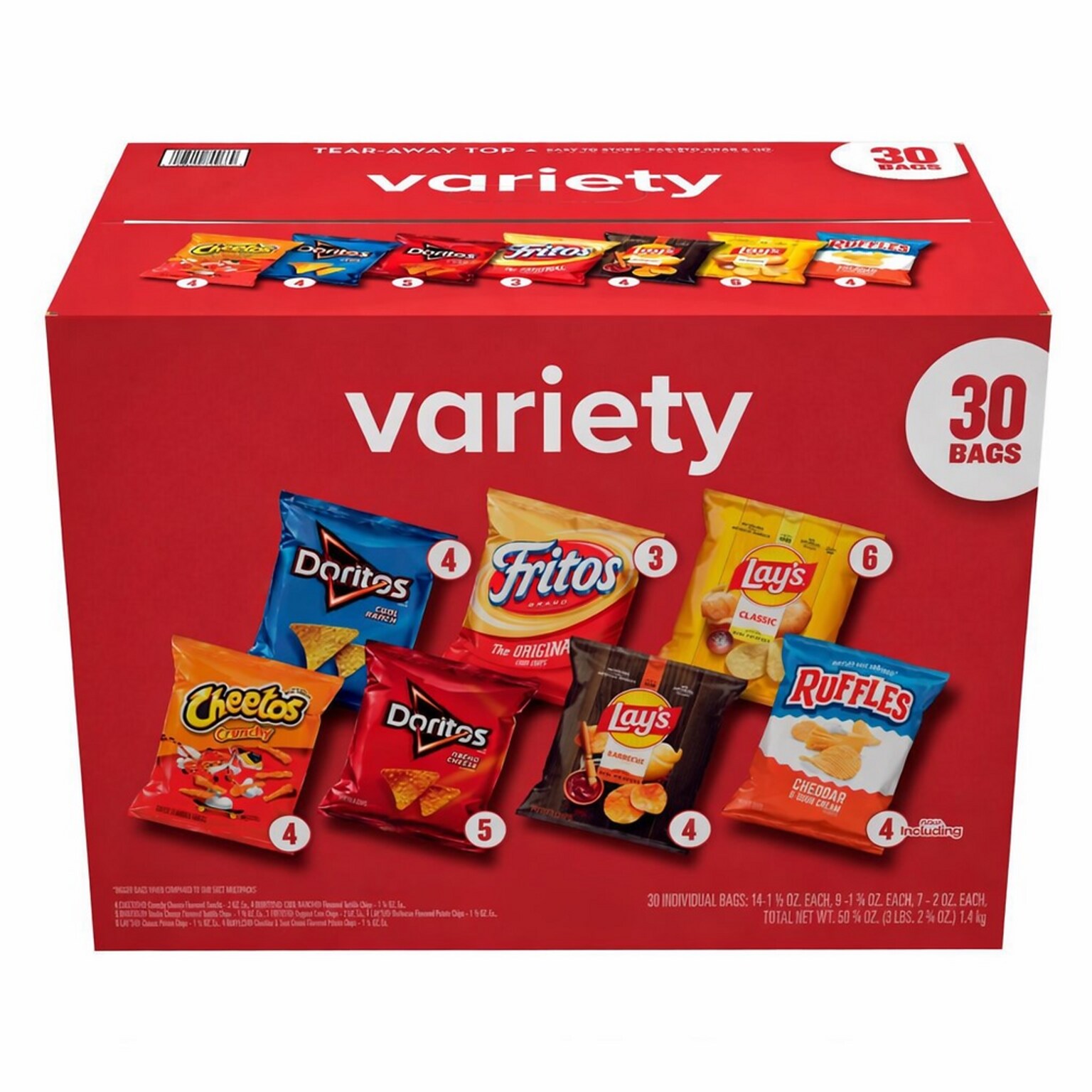 Frito Lay Classic Variety Corn Chips, 1.5 oz., 30 Bags/Pack, 2 Packs/Box (FRI80633)