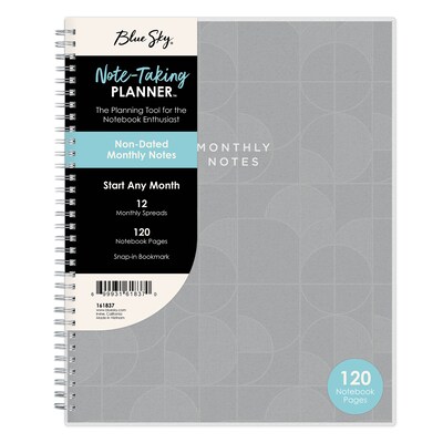 2027 Blue Sky Zenra 8.5 x 11 Calendar Year Monthly Planner, Plastic Cover, Gray (161837)