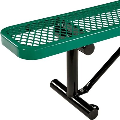Global Industrial 6' Outdoor Steel Flat Bench, Expanded Metal, Green (277156GN)