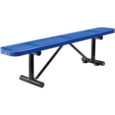 Global Industrial 6 Outdoor Steel Flat Bench, Perforated Metal, Blue (262075BL)