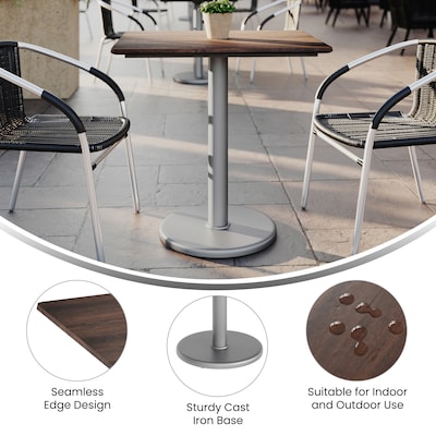 Flash Furniture Acadia Wooden Dining Table with Round Base, 23.75"D x 29.75"W, Dark Brown/Silver Base (ST2430WBRTR18S)