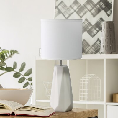 Simple Designs Ceramic Prism Table Lamp, Off White (LT2082-OFF)