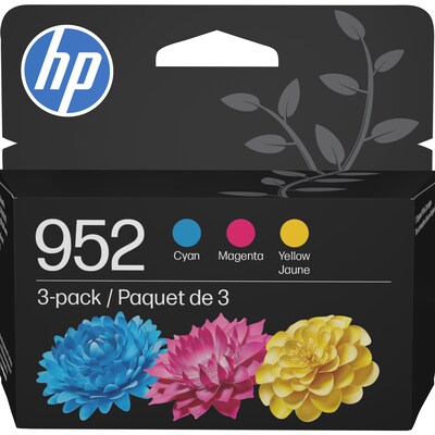 HP 952 Cyan/Magenta/Yellow Standard Yield Ink Cartridge, 3/Pack (N9K27AN#140)