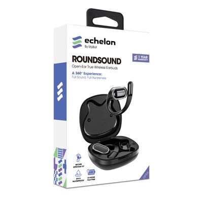 echelon RoundSound Open Ear True Wireless Earbuds, Black (BTK004001)