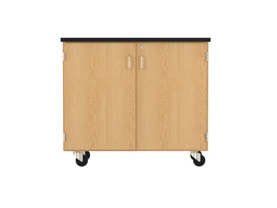 Diversified Woodcrafts 41.5" Mobile Tote Tray Storage Cabinet, Oak (4751K)