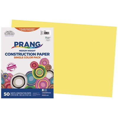 Prang 12 x 18 Construction Paper, Yellow, 50 Sheets/Pack, 5 Packs/Bundle (PAC8407-5)