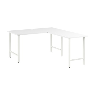 Bush Business Furniture Hustle 60W L Shaped Computer Desk with Metal Legs, White (HUS003WH)