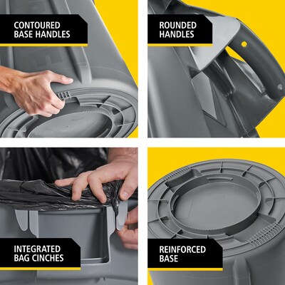 Rubbermaid Brute Vented Trash Can Receptacle without Lid, 55-Gallons, Gray (FG265500GRAY)