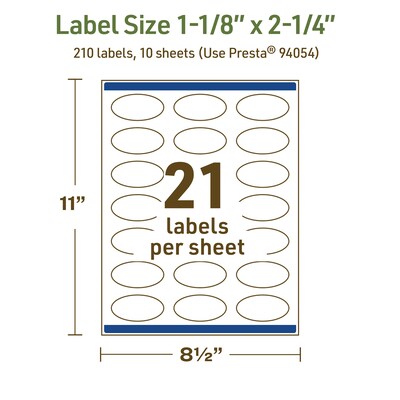 Avery Dissolvable Oval Multipurpose Labels, 1-1/8" x 2-1/4", Off-white, 210/Pack (94054)