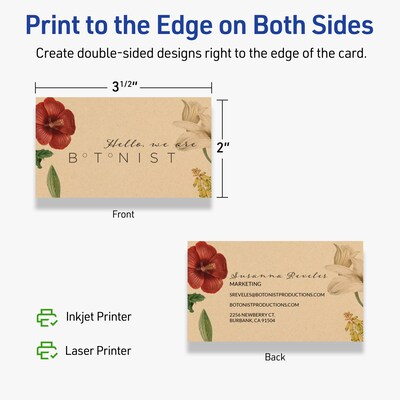 Avery Business Cards, 2" x 3-1/2", Matte Kraft Brown, 200/Pack (95319)