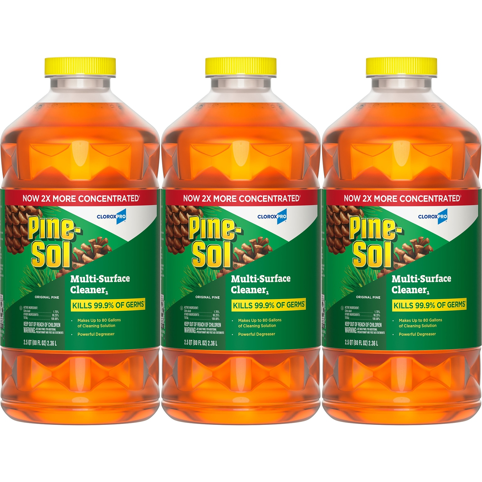 Pine-Sol  Disinfecting Multi-Surface Cleaner Degreaser, Original Pine, 80 Fl. Oz. 3/Carton (60606CT)