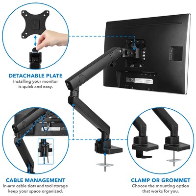 Mount-lt! Adjustable Monitor Mount, Up to 32", Black (MI-2671)